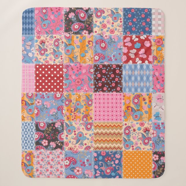 Couverture Sherpa Motif de patchwork transparent (Devant)