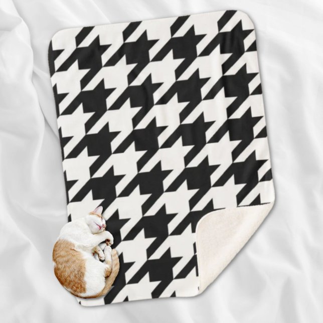 Couverture Sherpa motif de pied de (stylish geometric black white houndstooth pattern sherpa blanket)