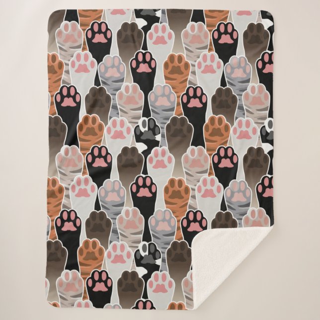Couverture Sherpa Motif de plusieurs pattes de chat (Devant)
