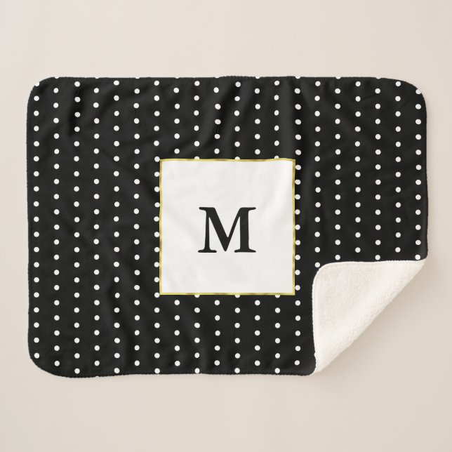 Couverture Sherpa Motif de point noir et blanc de polka de (Devant (Horizontal))