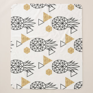 Couverture Sherpa Motif de points d'or géométriques à ananas.
