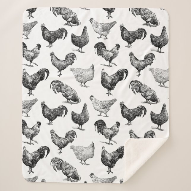 Couverture Sherpa Motif de poulet de la ferme Retro Country (Devant)