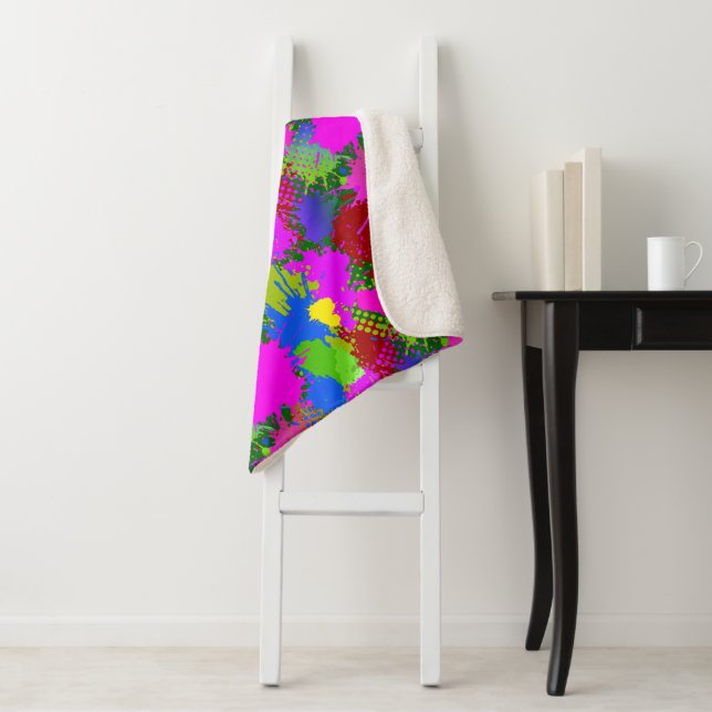 Couverture Sherpa Motif de projection de peinture 3 (En situation)