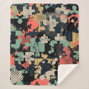 Couverture Sherpa Motif de puzzle Abstrait transparent avec puzzle, 