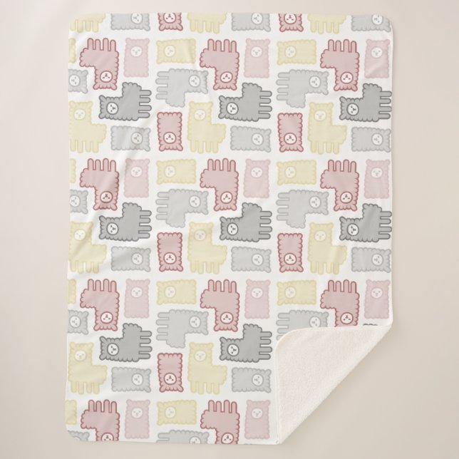 Couverture Sherpa Motif de puzzle de lama pastel mignon (Devant)