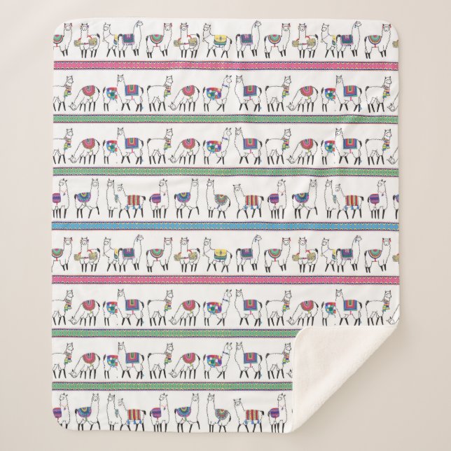 Couverture Sherpa Motif de rayure de lama (Devant)
