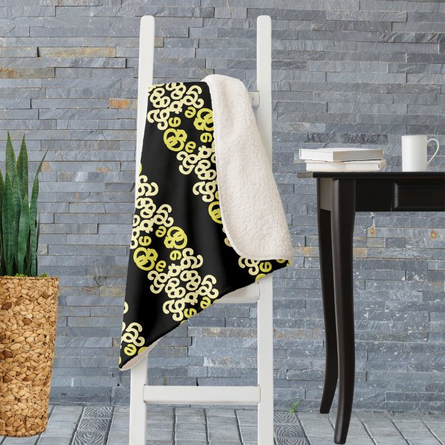 Couverture Sherpa Motif de rayure ornementale jaune doré sans coutur (Créateur téléchargé)