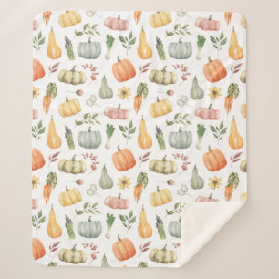 Couverture Sherpa Motif de récolte d'automne Watercolor