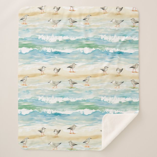 Couverture Sherpa Motif de rivage de bécasseau côtier (5) (Devant)