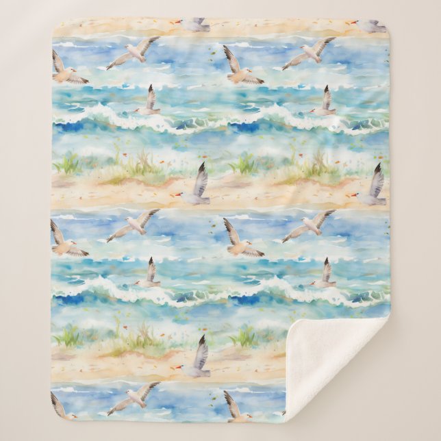 Couverture Sherpa Motif de rivage du bécasseau côtier (2) (Devant)