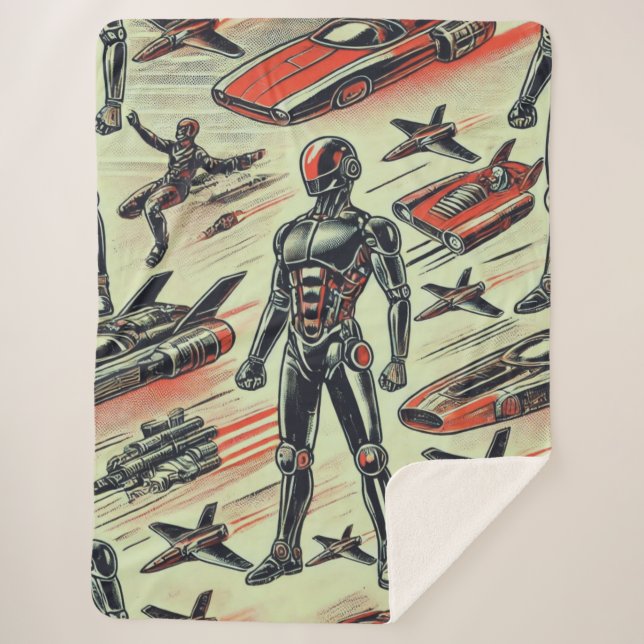Couverture Sherpa Motif de robot humanoïde futuriste | Robotique IA  (Devant)