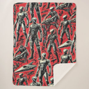 Couverture Sherpa Motif de robot humanoïde futuriste Robotique IA