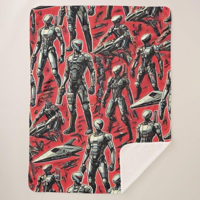 Couverture Sherpa Motif de robot humanoïde futuriste | Robotique IA  (Devant)