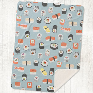 Couverture Sherpa Motif de rouleaux Sushi Nigiri Maki