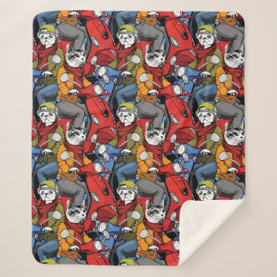Couverture Sherpa Motif de scooter de chats et de chiens