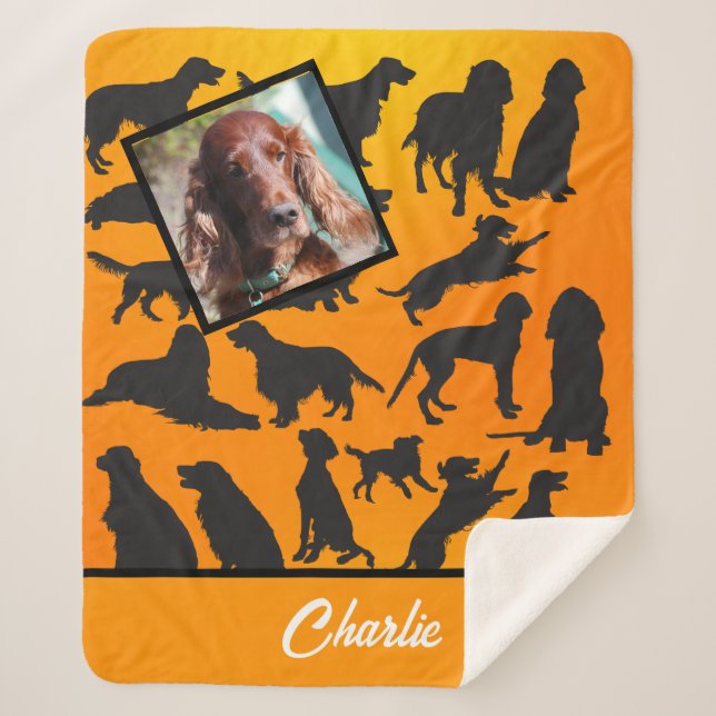 Couverture Sherpa Motif de Setter irlandais personnalisé Sherpa Blan (Devant)