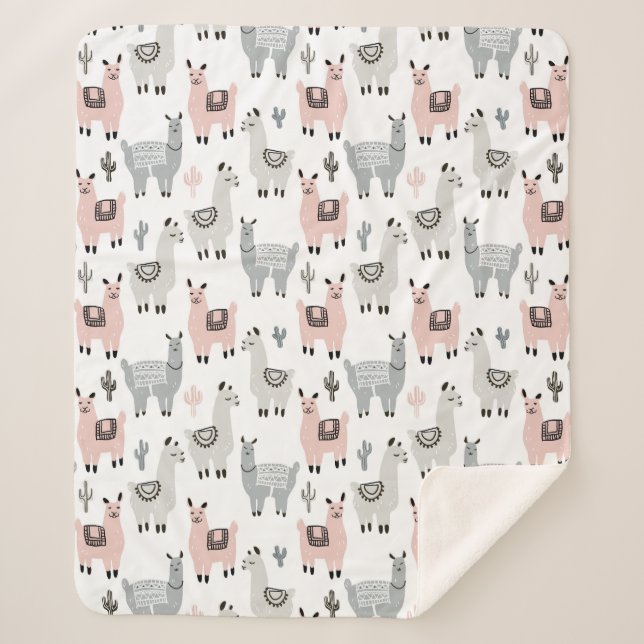 Couverture Sherpa Motif de sourire de lamas (Devant)