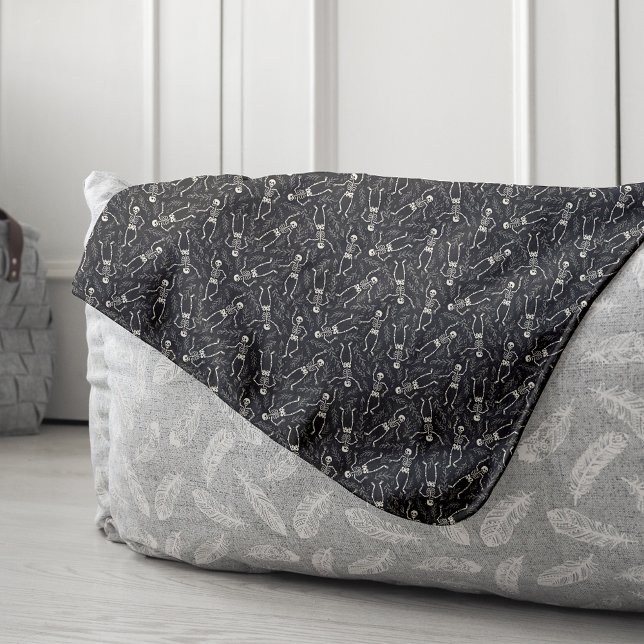 Couverture Sherpa Motif de squelette pour Halloween noir et blanc (Créateur téléchargé)