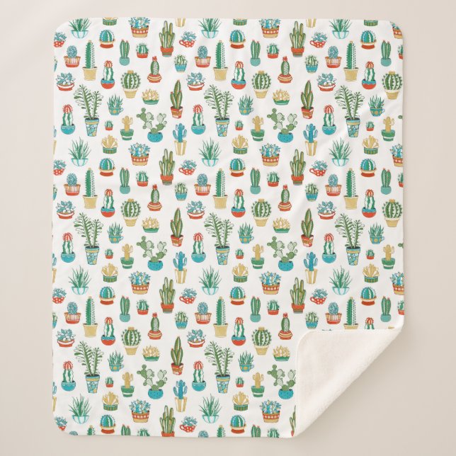 Couverture Sherpa Motif de Succulents (Devant)