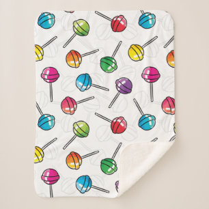 Couverture Sherpa motif de sucettes colorées