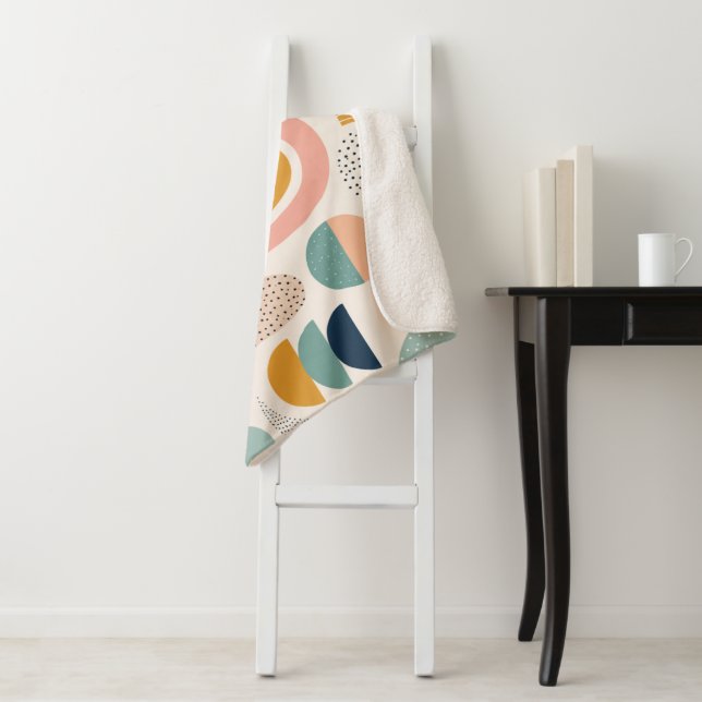 Couverture Sherpa Motif de surface abstrait en arc de prisme pastel (En situation)
