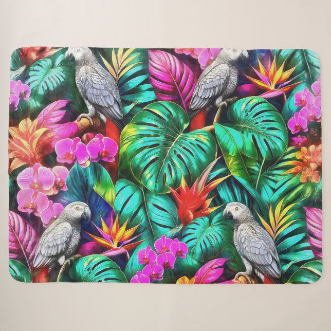 Couverture Sherpa Motif de surface sans couture Jungle Dreams avec p (Devant (Horizontal))