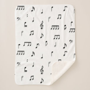 Couverture Sherpa Motif de symboles Black & White Music Notes