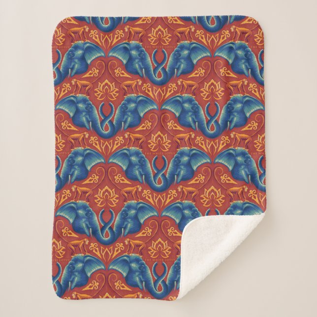 Couverture Sherpa Motif de tapisserie Safari - Le Lotus Blanc (Devant)
