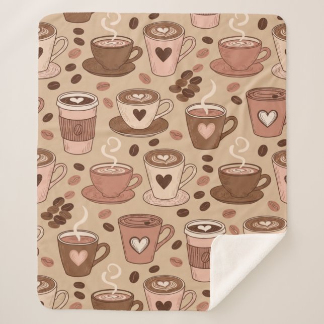 Couverture Sherpa Motif de tasse à café cosy (1) (Devant)
