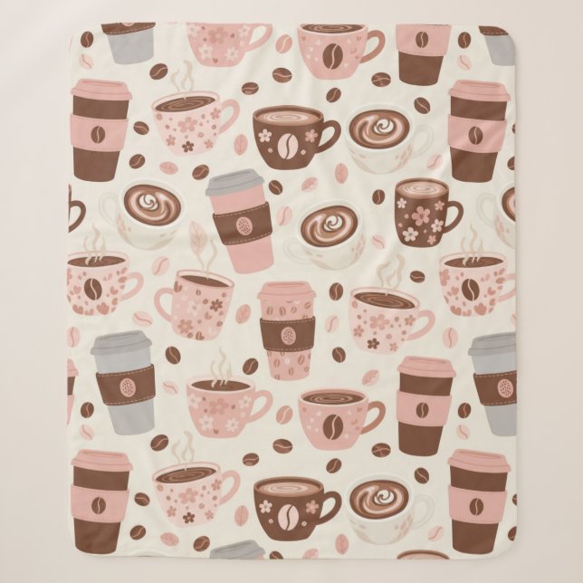 Couverture Sherpa Motif de tasse à café cosy (10) (Devant)