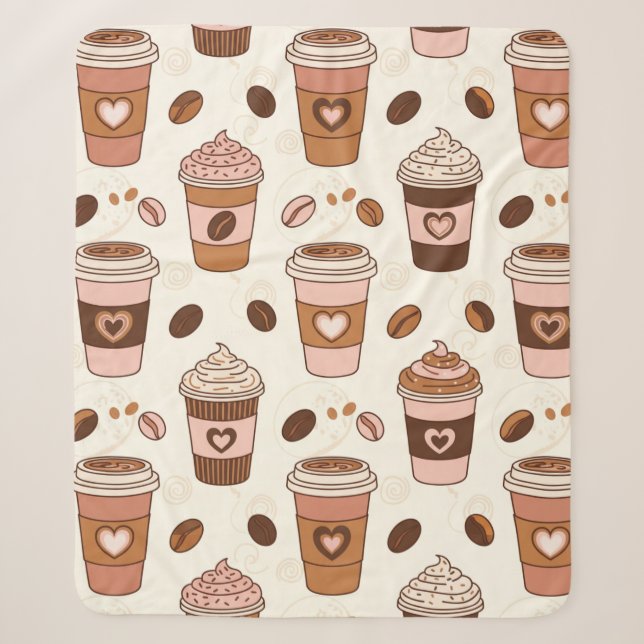 Couverture Sherpa Motif de tasse à café cosy (12) (Devant)