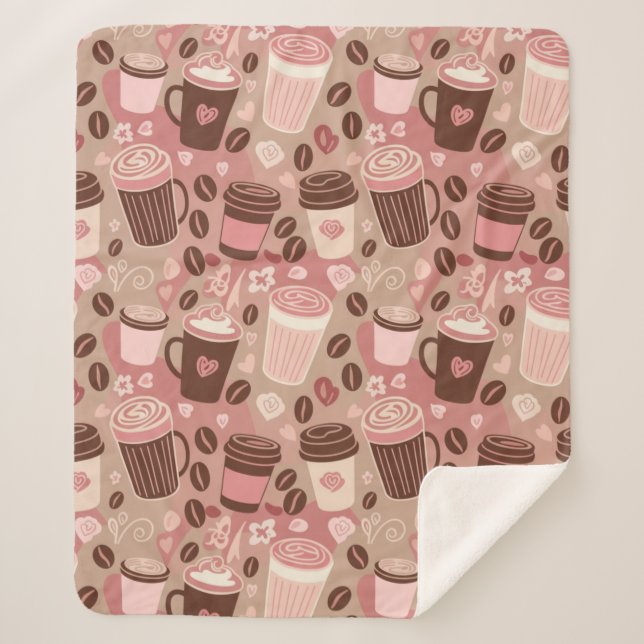 Couverture Sherpa Motif de tasse à café cosy (5) (Devant)