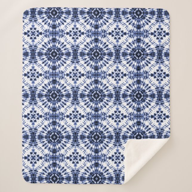 Couverture Sherpa Motif de teinture bleu foncé (Devant)