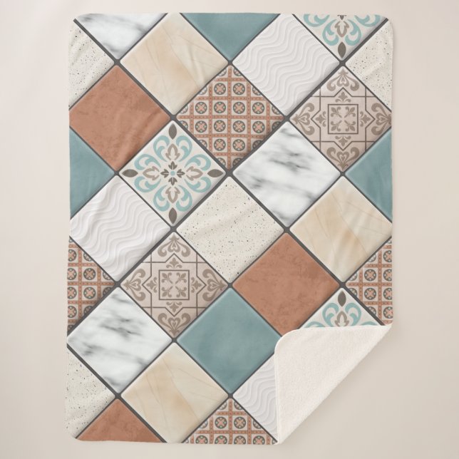 Couverture Sherpa Motif de texture coloré moderne et géométrique (Devant)