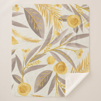 Couverture Sherpa Motif de texture de papier végétal botanique