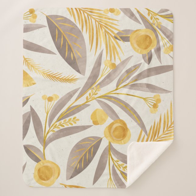 Couverture Sherpa Motif de texture de papier végétal botanique (Devant)