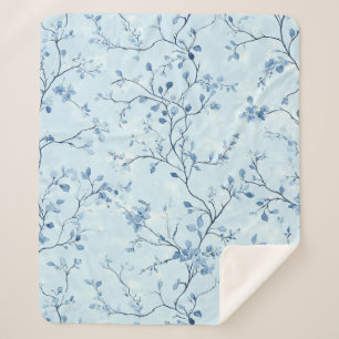 Couverture Sherpa Motif de toile florale vintage bleu (7)