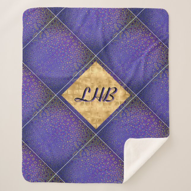Couverture Sherpa Motif de treillis violet élégant (Devant)