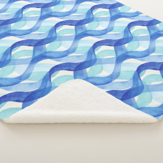 Couverture Sherpa Motif de vague à l'aquarelle de flux océanique