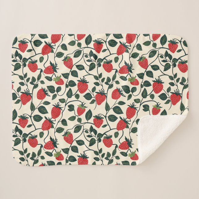 Couverture Sherpa Motif de vigne fraise (Devant (Horizontal))