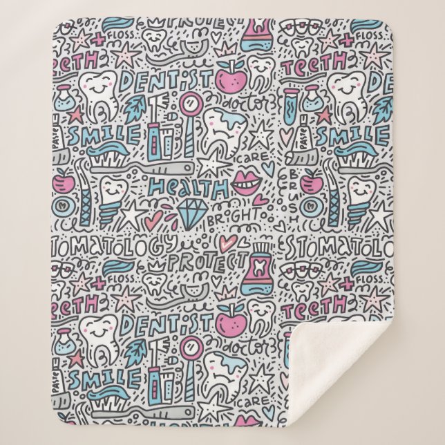 Couverture Sherpa Motif dentaire de bande dessinée (Devant)