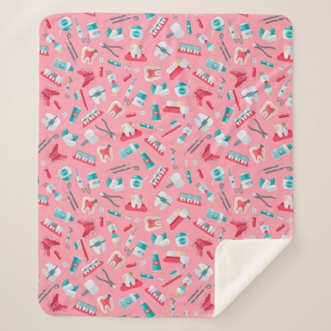 Couverture Sherpa Motif dentaire rose (Devant)
