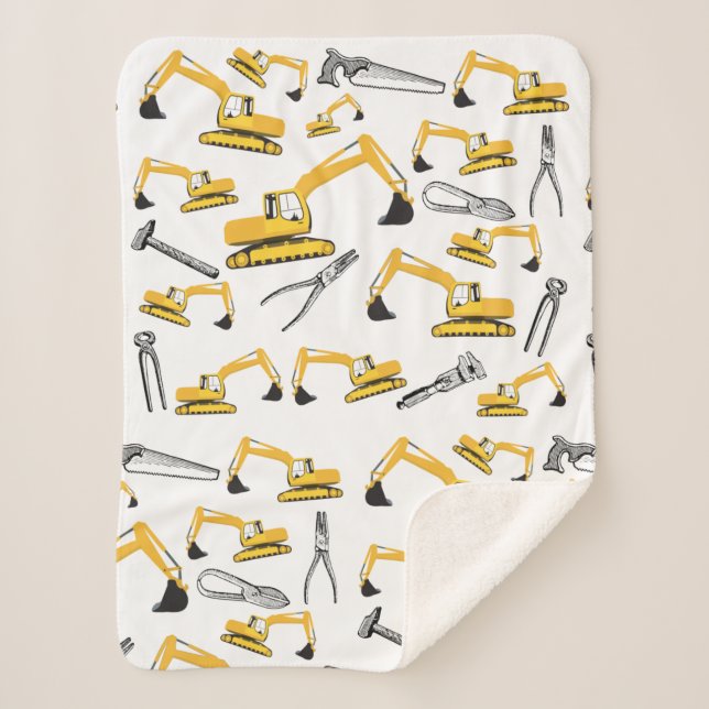 Couverture Sherpa Motif des camions et des outils de construction de (Devant)