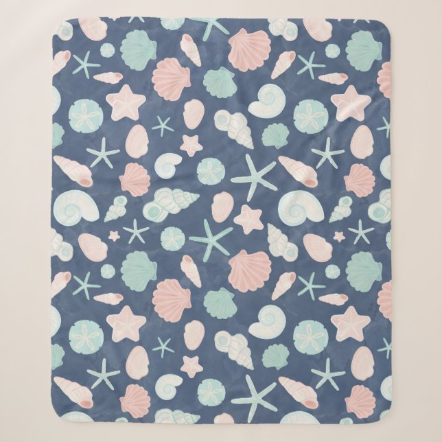 Couverture Sherpa motif des coquillages (Devant)