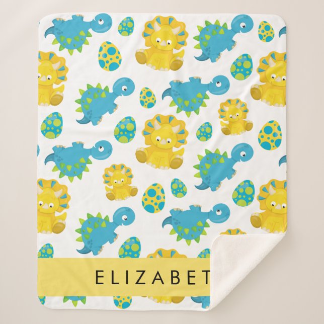 Couverture Sherpa Motif Des Dinosaures, Dinosaures Mignons, Votre No (Devant)