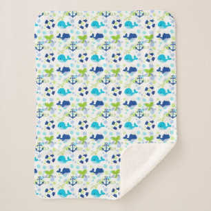 Couverture Sherpa Motif des enfants marins bleus à la chaux