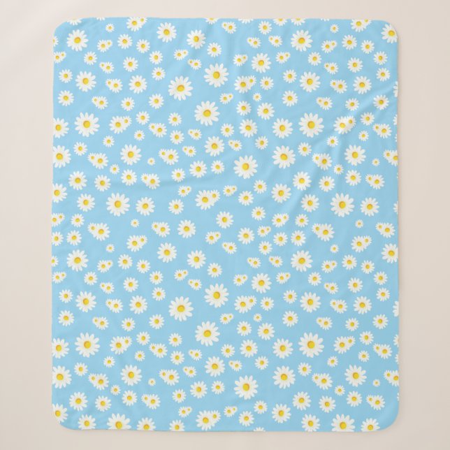 Couverture Sherpa Motif des marguerites de printemps de Boho bleu (Devant)