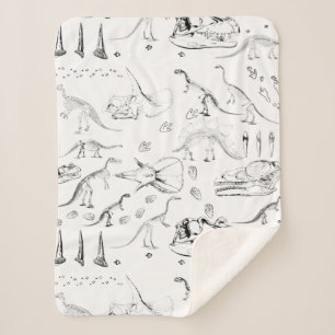 Couverture Sherpa Motif des os fossiles de dinosaures