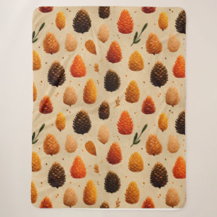 Couverture Sherpa Motif des Pinecones d'hiver chauds