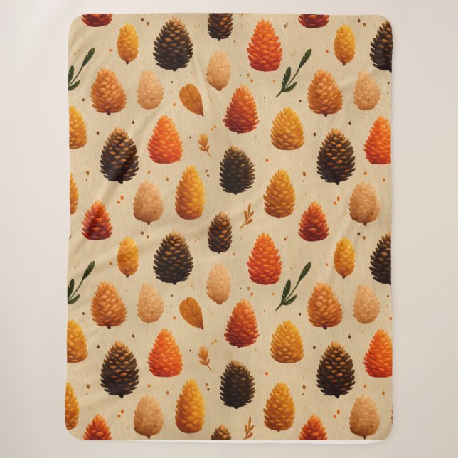 Couverture Sherpa Motif des Pinecones d'hiver chauds (Devant)